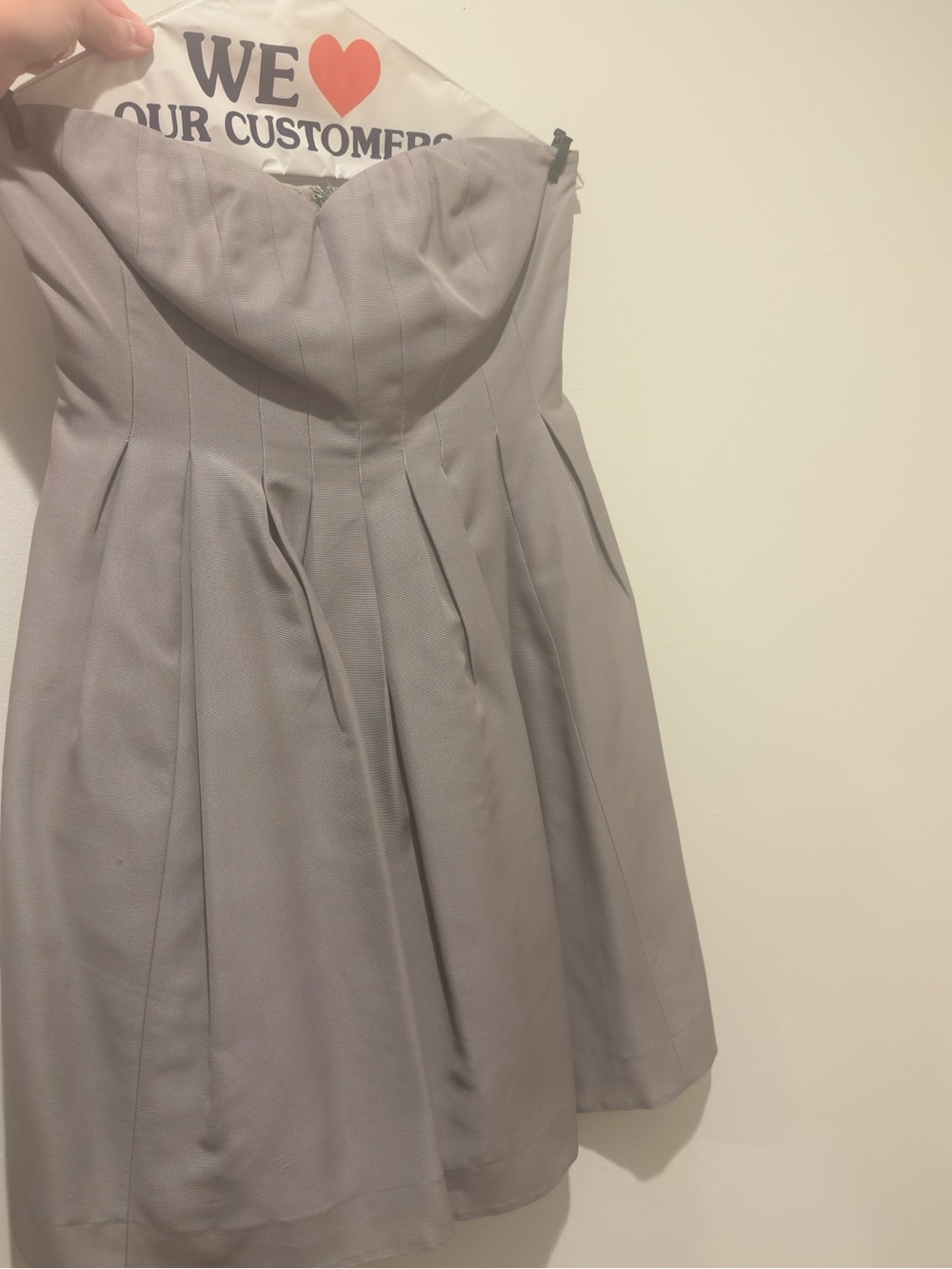 J. Crew Light Gray Strapless Pleated Dress